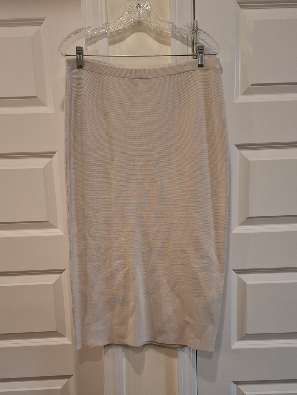 New Eileen Fisher C/L Pencil Skirt In Bone Silk Organic Cotton Blend Size PM